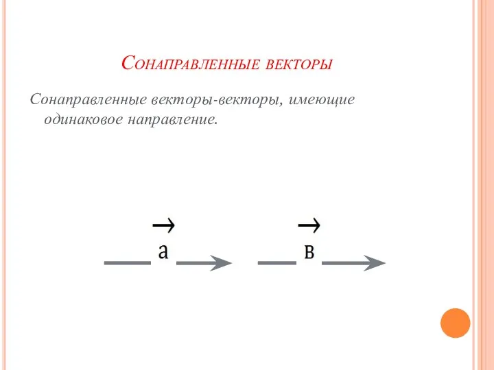 Сонаправленные векторы Сонаправленные векторы-векторы, имеющие одинаковое направление.