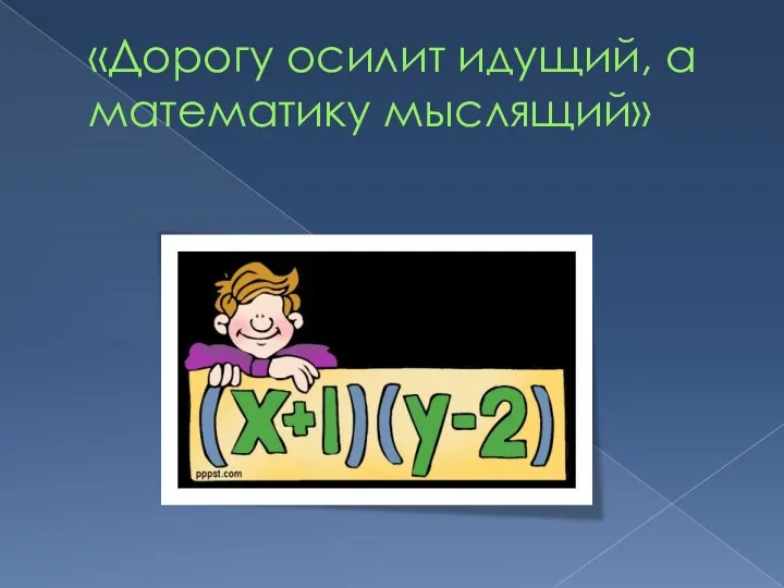 «Дорогу осилит идущий, а математику мыслящий»