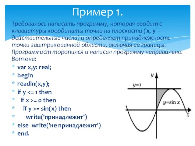 Требовалось написать программу, которая вводит с клавиатуры координаты точки на