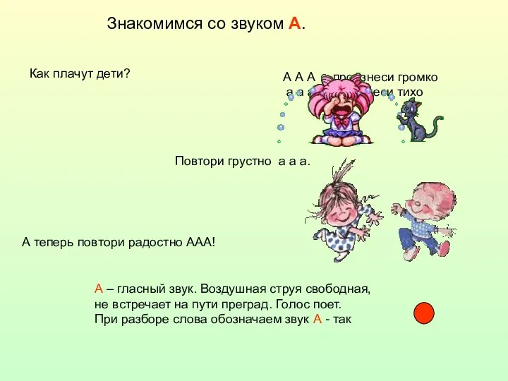 Знакомимся со звуком А. Как плачут дети? А А А