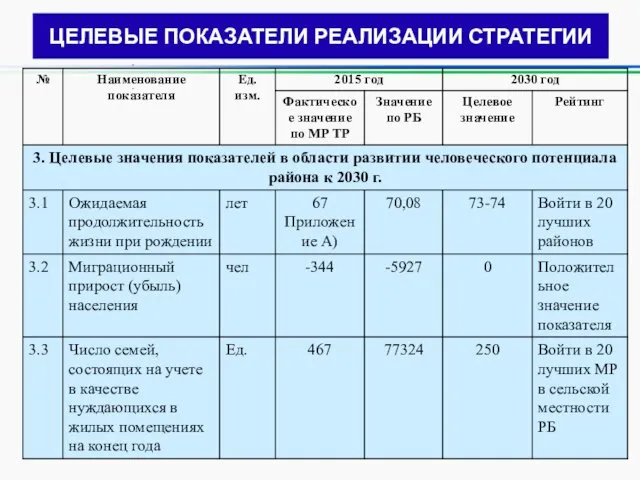 ЦЕЛЕВЫЕ ПОКАЗАТЕЛИ РЕАЛИЗАЦИИ СТРАТЕГИИ