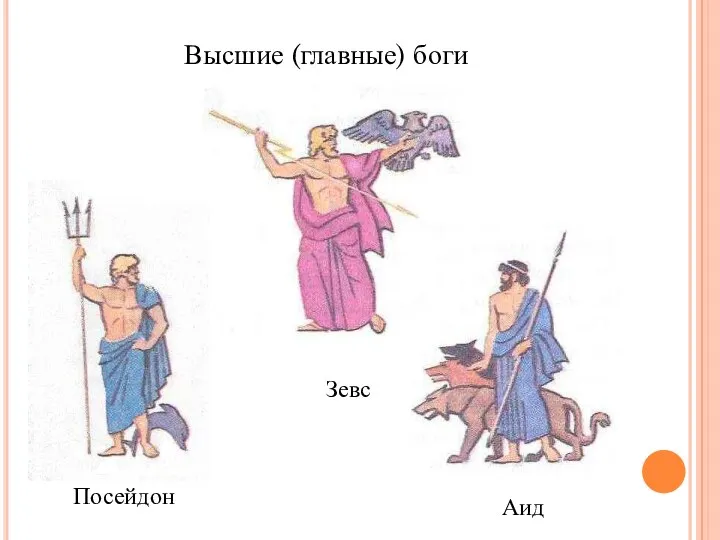 Высшие (главные) боги Зевс Посейдон Аид
