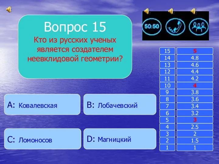 Вопрос 15 Кто из русских ученых является создателем неевклидовой геометрии?