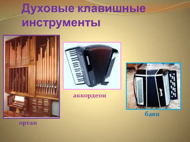 Духовые клавишные инструменты орган аккордеон баян