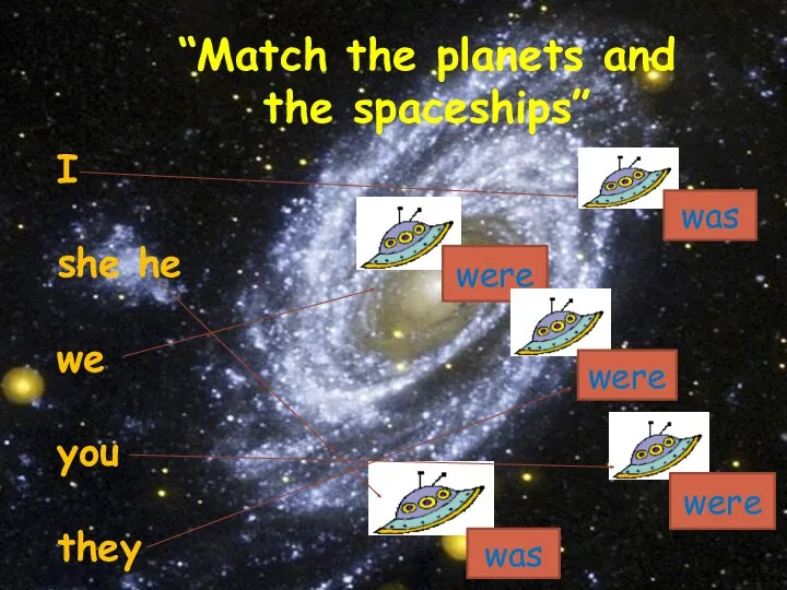 “Match the planet and the spaceships” I she he we