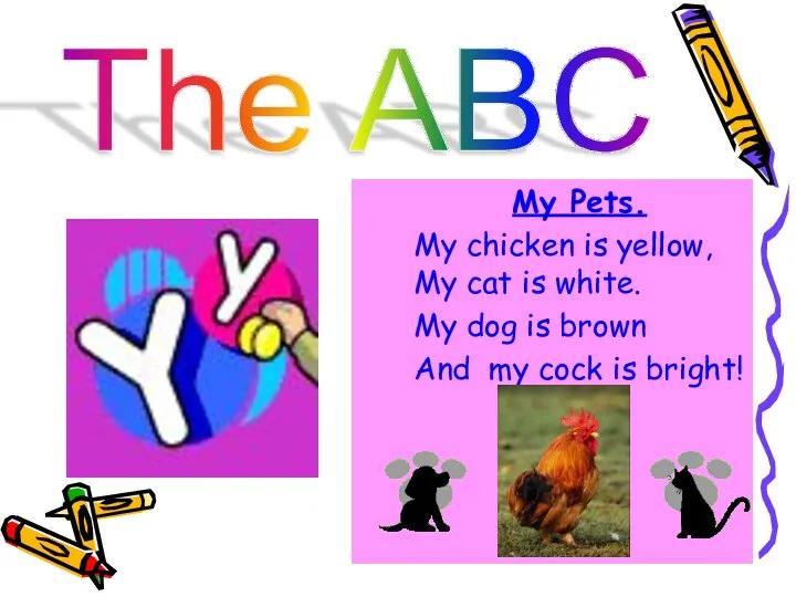 The ABC My Pets. My chicken is yellow, My cat
