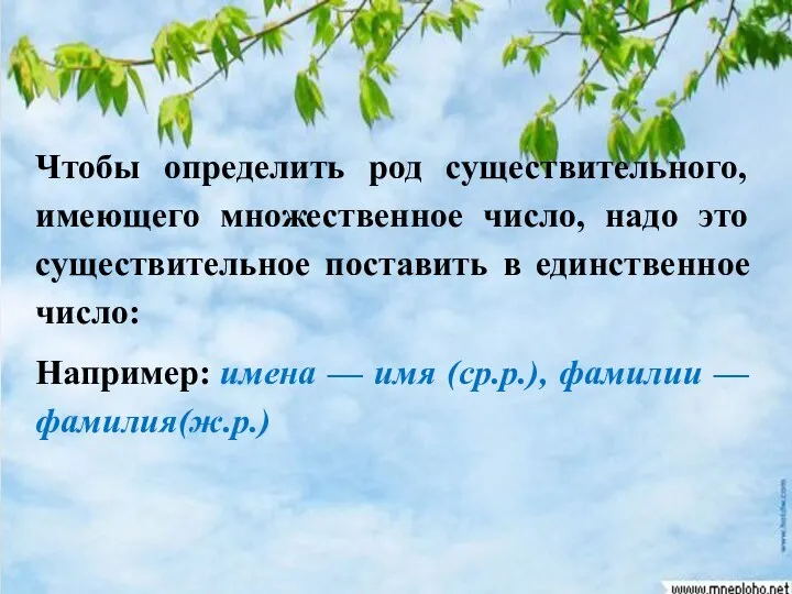 Чтобы определить род существительного, имеющего множественное число, надо это существительное