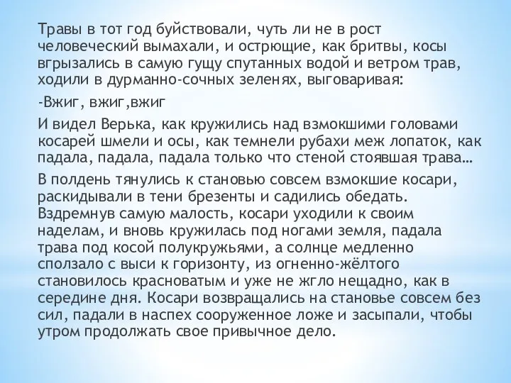 Травы в тот год буйствовали, чуть ли не в рост