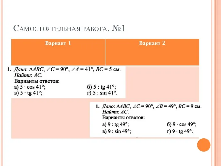 Самостоятельная работа. №1