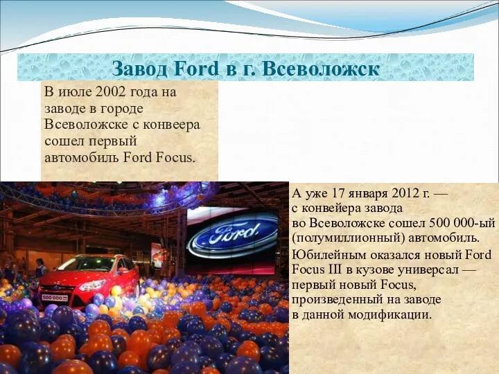 Завод Ford в г. Всеволожск В июле 2002 года на