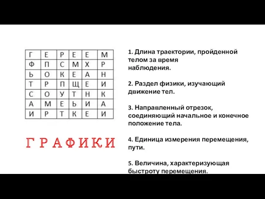 1. Длина траектории, пройденной телом за время наблюдения. 2. Раздел