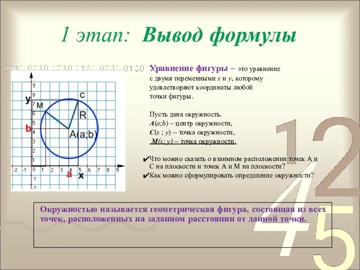 1 этап: Вывод формулы Уравнение фигуры – это уравнение с двумя переменными х