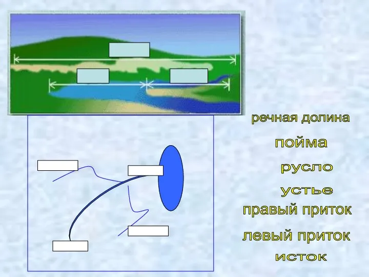 пойма речная долина русло правый приток левый приток устье исток