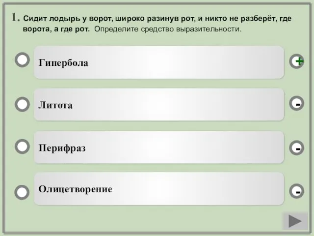 1. Сидит лодырь у ворот, широко разинув рот, и никто