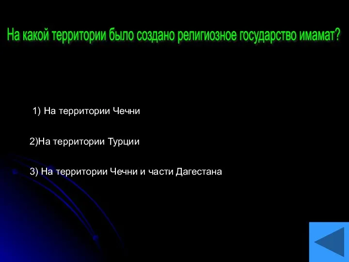 На какой территории было создано религиозное государство имамат? 1) На