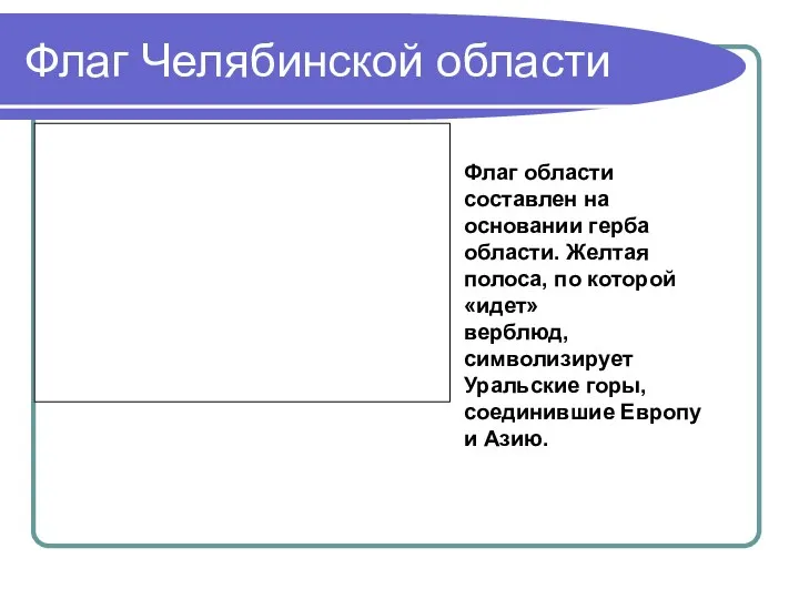 Флаг Челябинской области Флаг области составлен на основании герба области.