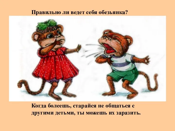 Правильно ли ведет себя обезьянка? Когда болеешь, старайся не общаться