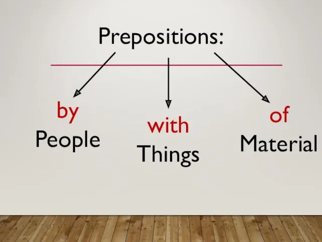 Prepositions: by People with Things of Material