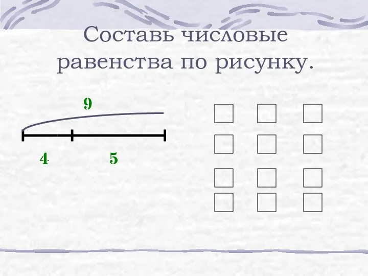 4 9 5 Составь числовые равенства по рисунку.