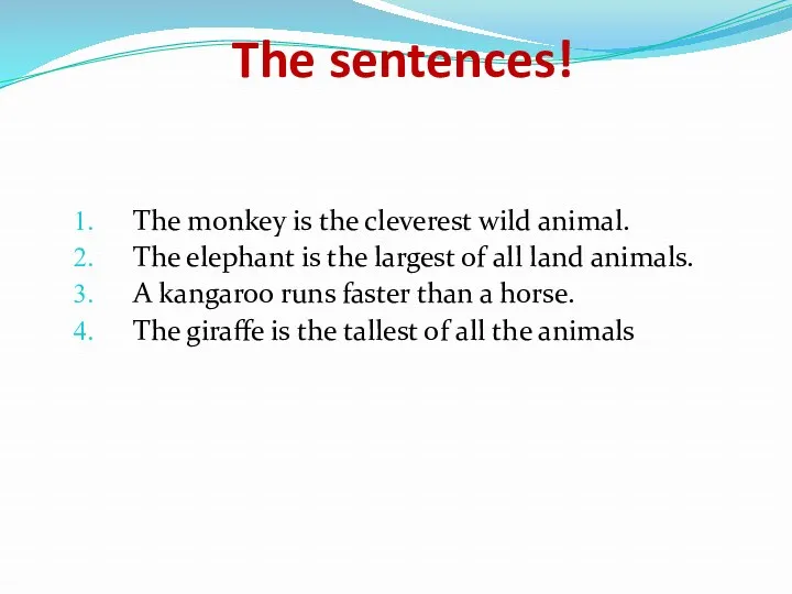 The sentences! The monkey is the cleverest wild animal. The