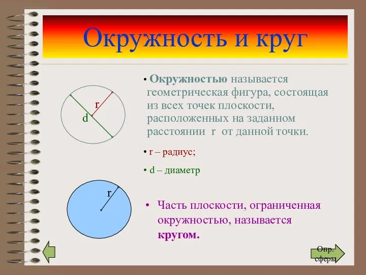 Окружность и круг Часть плоскости, ограниченная окружностью, называется кругом. Окружностью