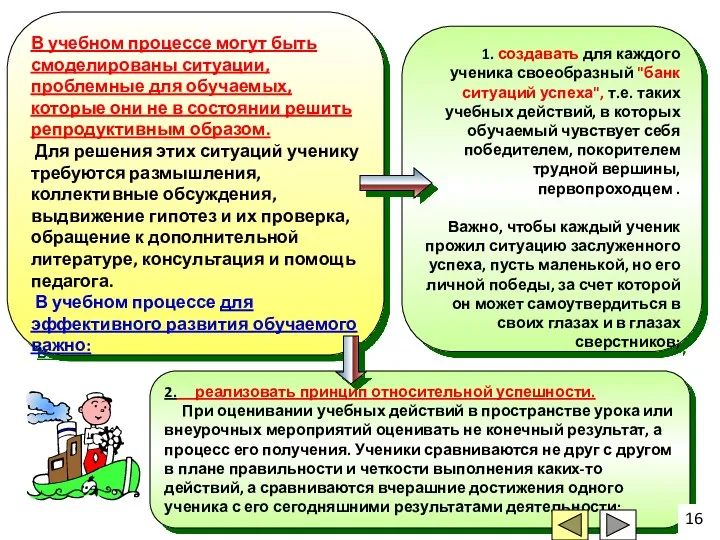 1. создавать для каждого ученика своеобразный "банк ситуаций успеха", т.е.