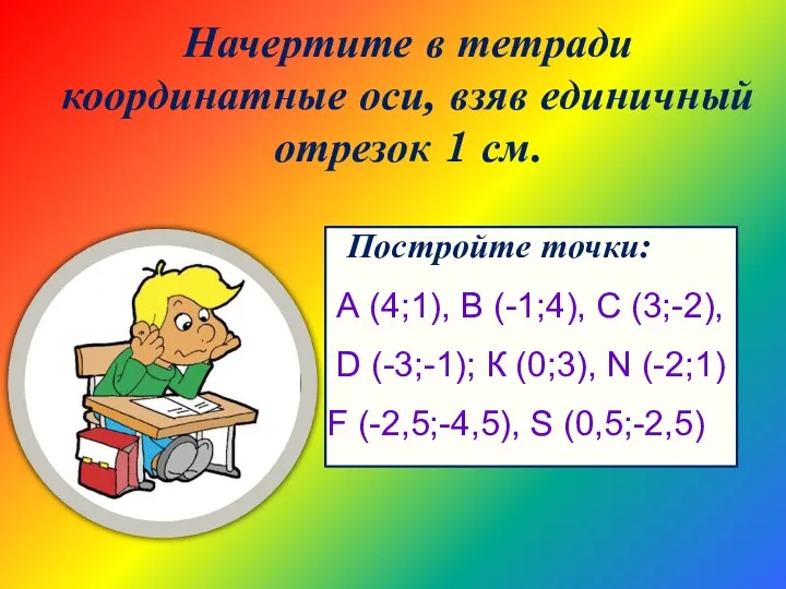 Постройте точки: А (4;1), В (-1;4), С (3;-2), D (-3;-1); К (0;3), N