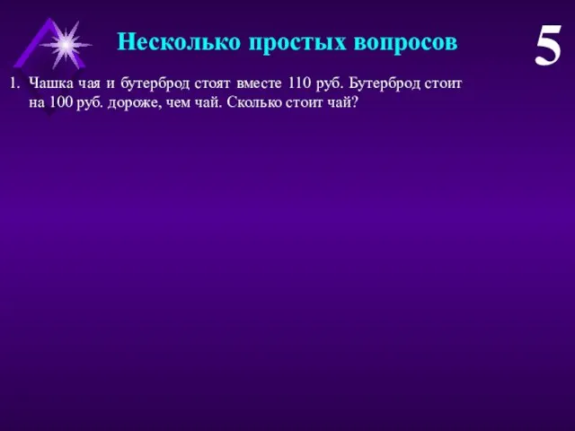 Чашка чая и бутерброд стоят вместе 110 руб. Бутерброд стоит