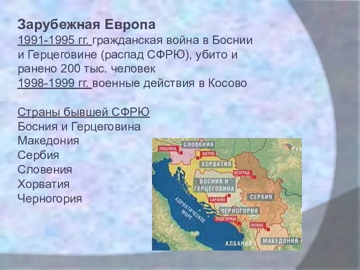 Зарубежная Европа 1991-1995 гг. гражданская война в Боснии и Герцеговине