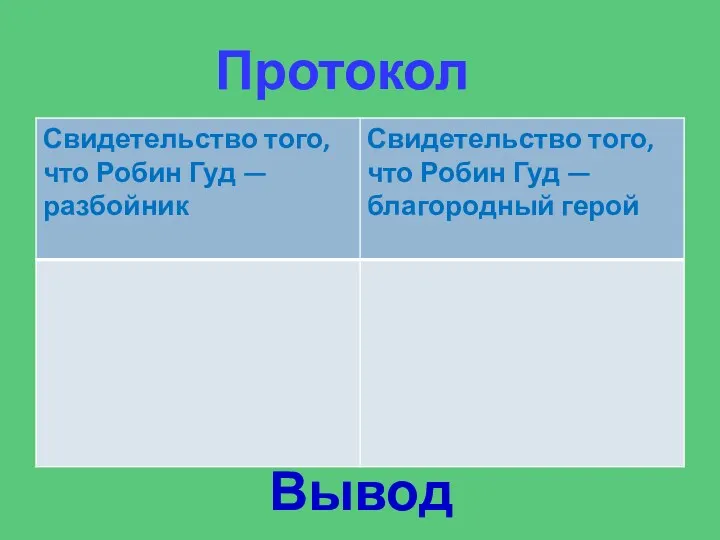 Вывод Протокол