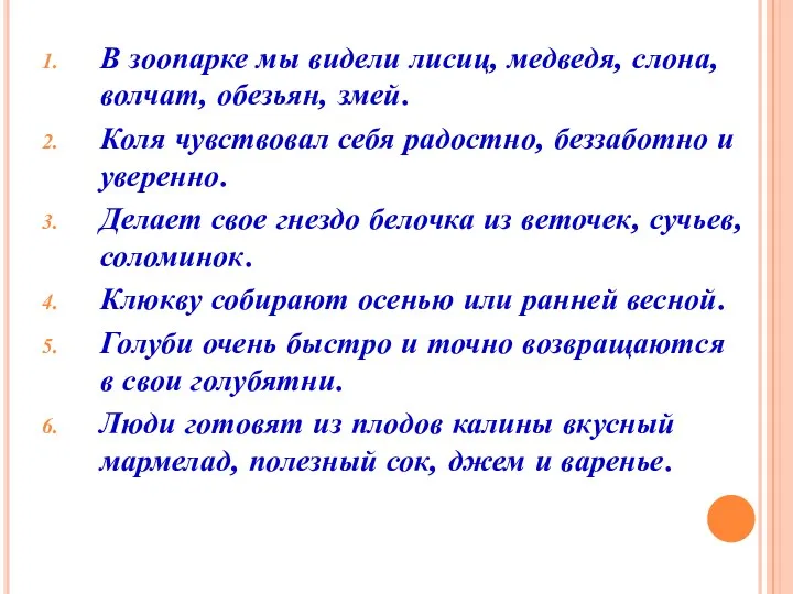 В зоопарке мы видели лисиц, медведя, слона, волчат, обезьян, змей.