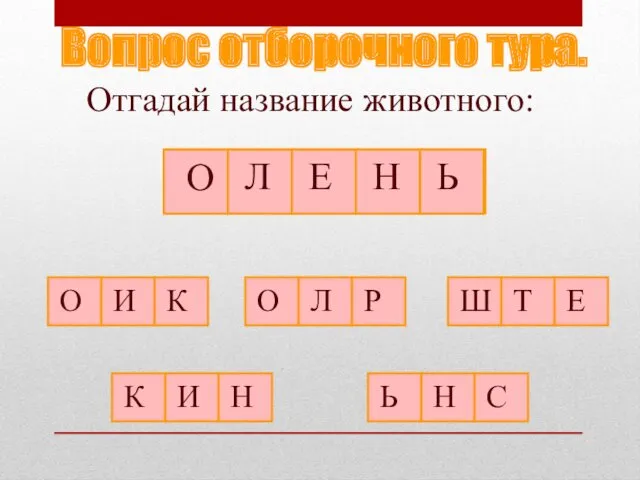 Вопрос отборочного тура. Отгадай название животного: