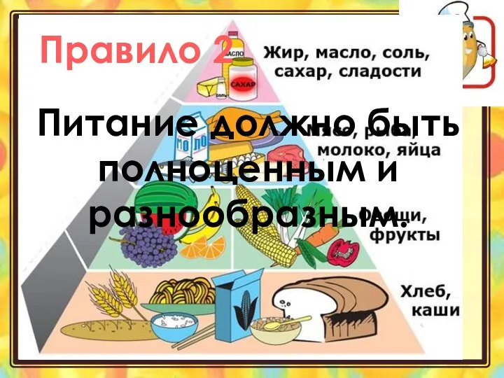 Правило 2 Питание должно быть полноценным и разнообразным.