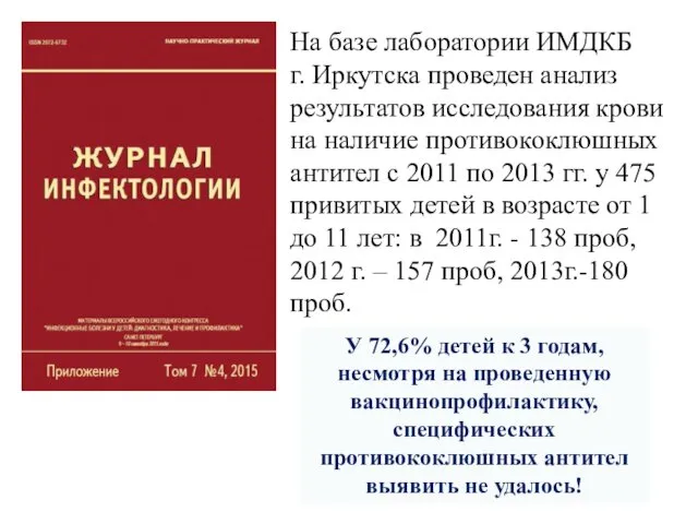 На базе лаборатории ИМДКБ г. Иркутска проведен анализ результатов исследования