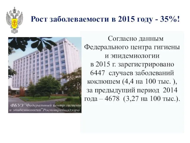 Рост заболеваемости в 2015 году - 35%! Согласно данным Федерального