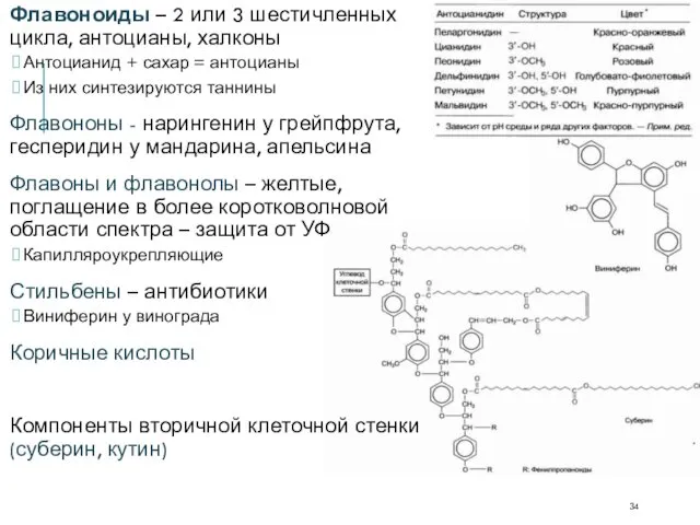 Флавоноиды – 2 или 3 шестичленных цикла, антоцианы, халконы Антоцианид