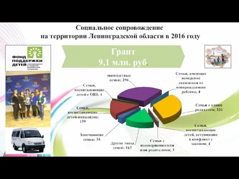 Грант 9,1 млн. руб. Социальное сопровождение на территории Ленинградской области в 2016 году