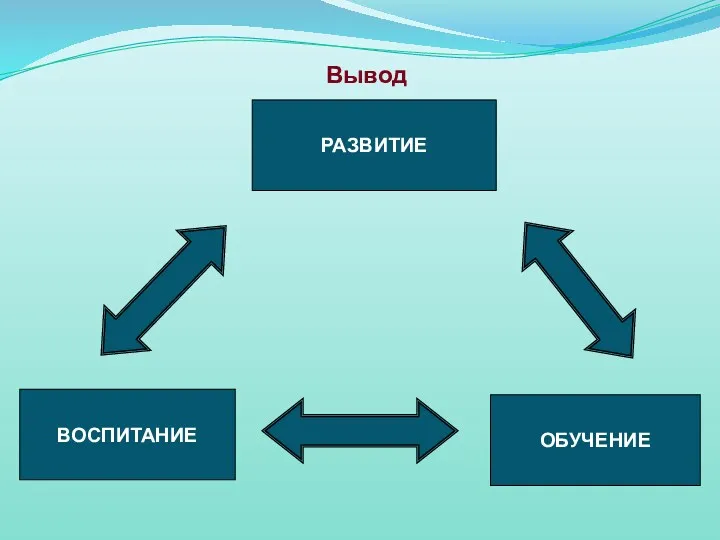 Вывод РАЗВИТИЕ ОБУЧЕНИЕ ВОСПИТАНИЕ