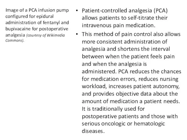 Image of a PCA infusion pump configured for epidural administration