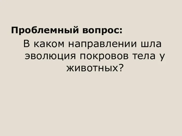 Проблемный вопрос: В каком направлении шла эволюция покровов тела у животных?