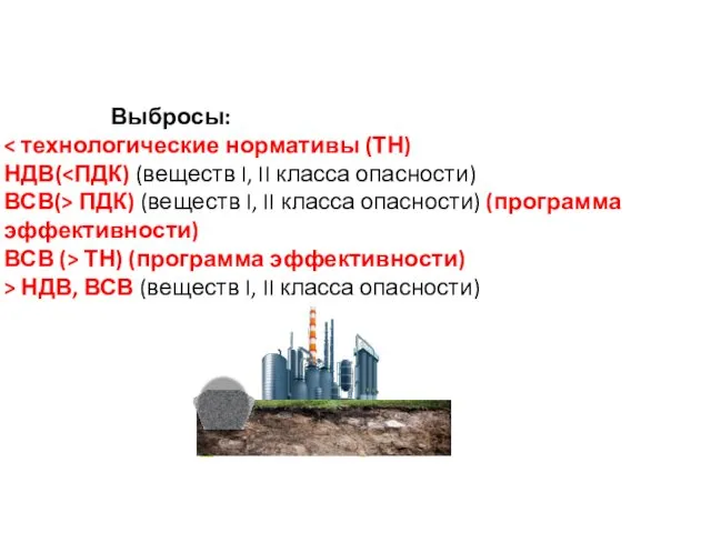 Выбросы: НДВ( ВСВ(> ПДК) (веществ I, II класса опасности) (программа