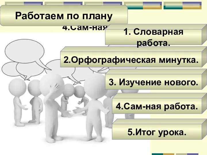 4.Сам-ная работа. 4.Сам-ная работа. 5.Итог урока. 3. Изучение нового. Работаем