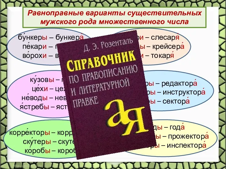 Равноправные варианты существительных мужского рода множественного числа бу́нкеры – бункера́