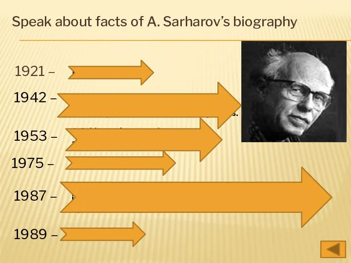 Speak about facts of A. sarharov’s biography 1921 – 1942