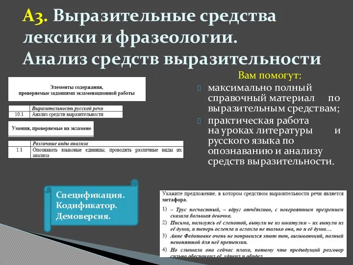 А3. Выразительные средства лексики и фразеологии. Анализ средств выразительности Вам