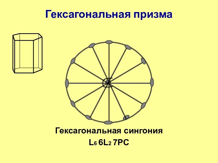 Гексагональная призма Гексагональная сингония L6 6L2 7PC