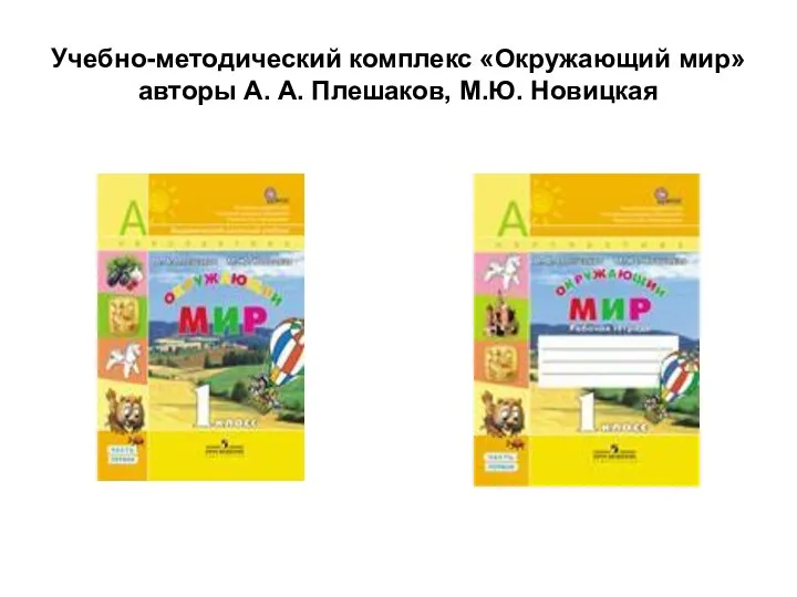 Учебно-методический комплекс «Окружающий мир» авторы А. А. Плешаков, М.Ю. Новицкая