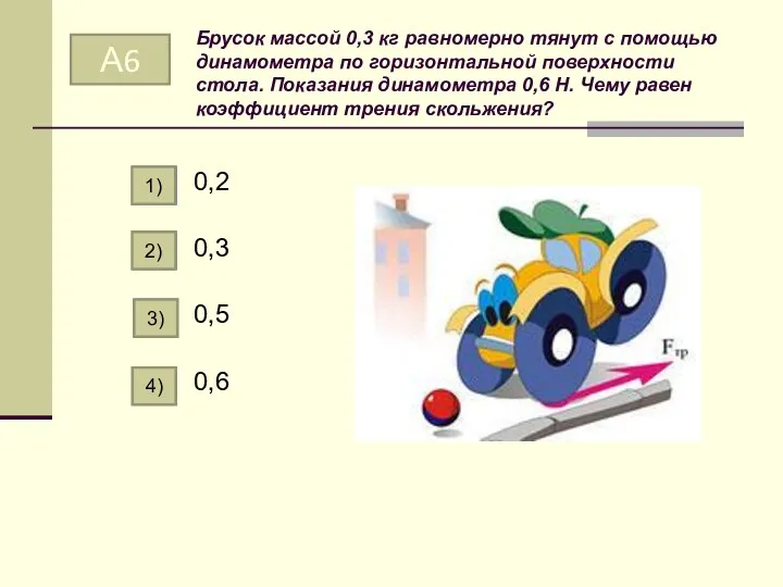 Брусок массой 0,3 кг равномерно тянут с помощью динамометра по