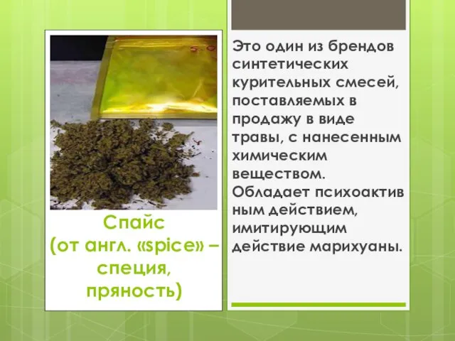 Спайс (от англ. «spice» – специя, пряность) Это один из