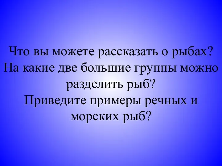 Что вы можете рассказать о рыбах? На какие две большие